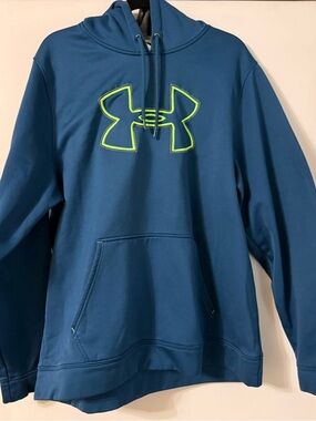 Under Armour Blue Hoodie with Neon Green Logo